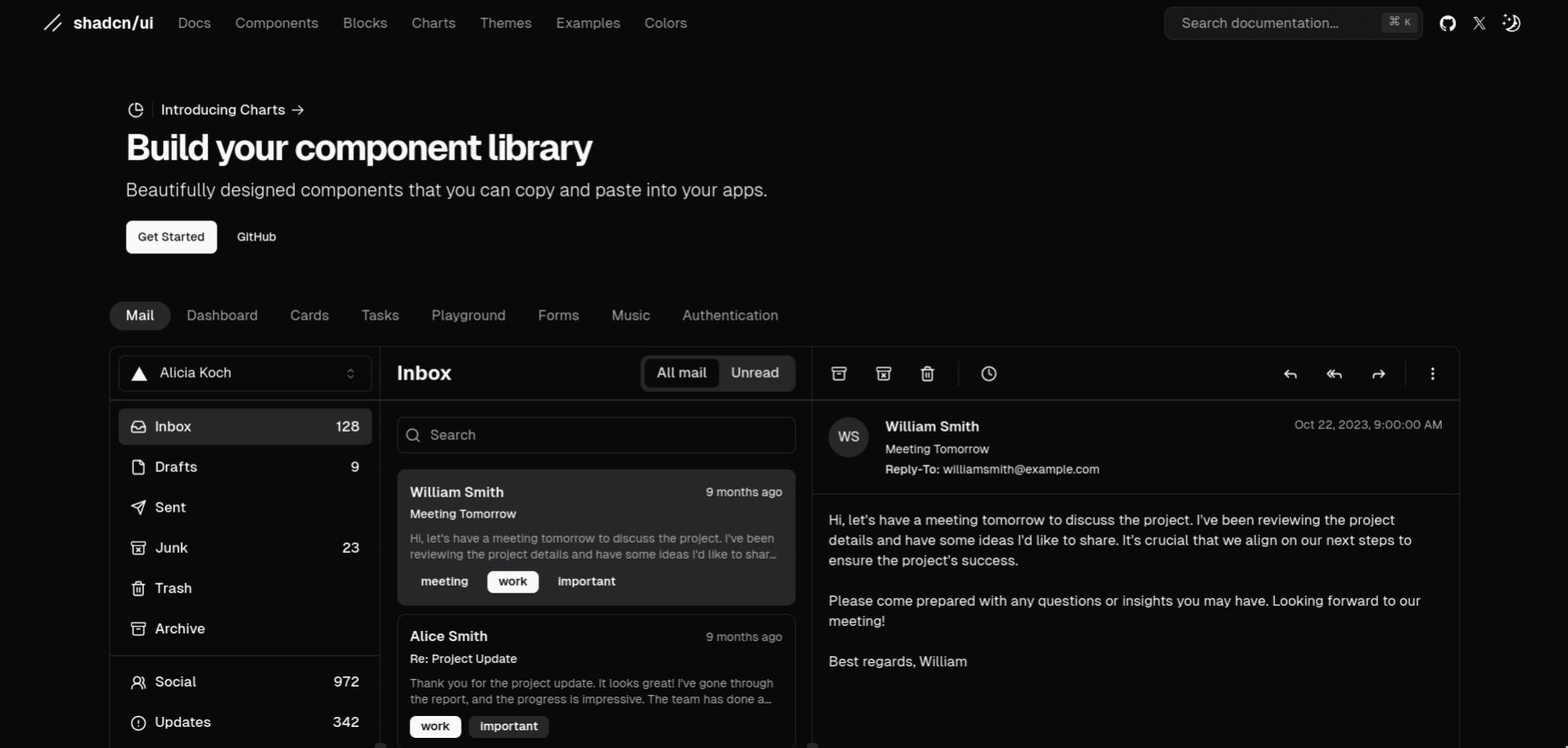 Landing Page shadcn-ui