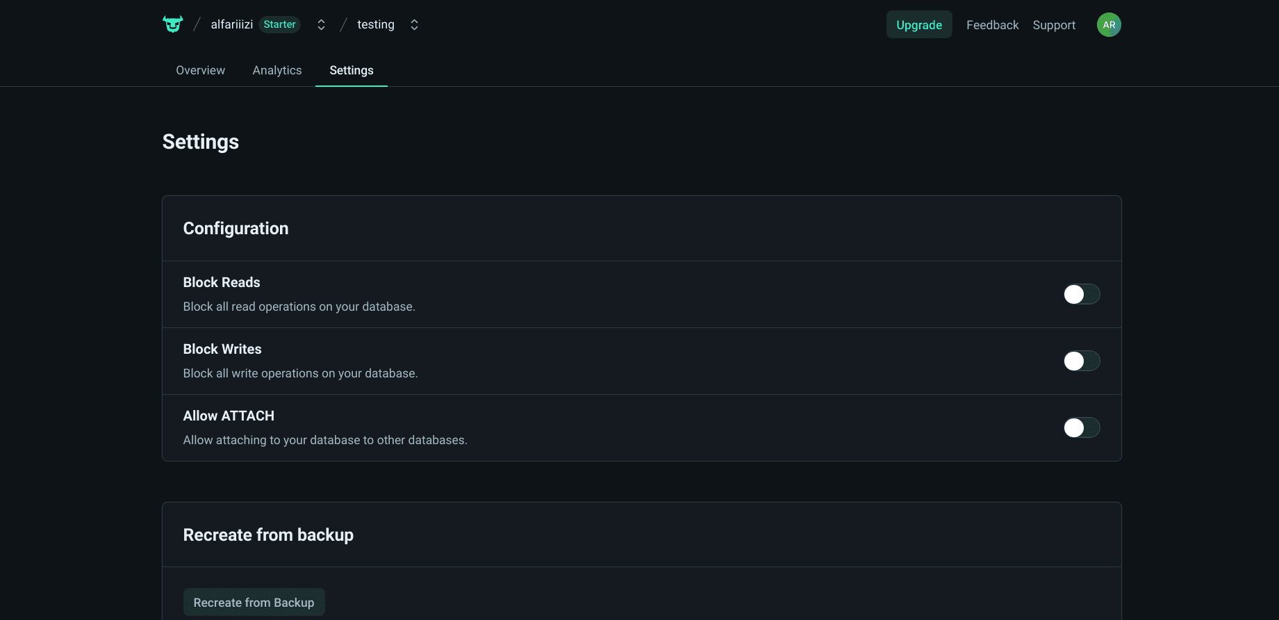 DB Dashboard Settings