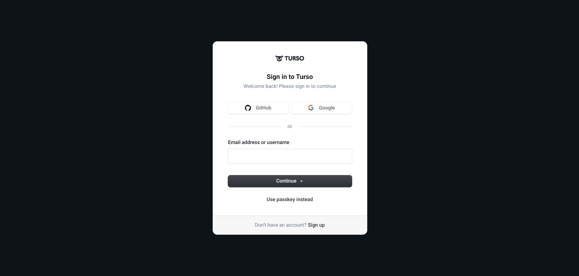 Turso Login Page