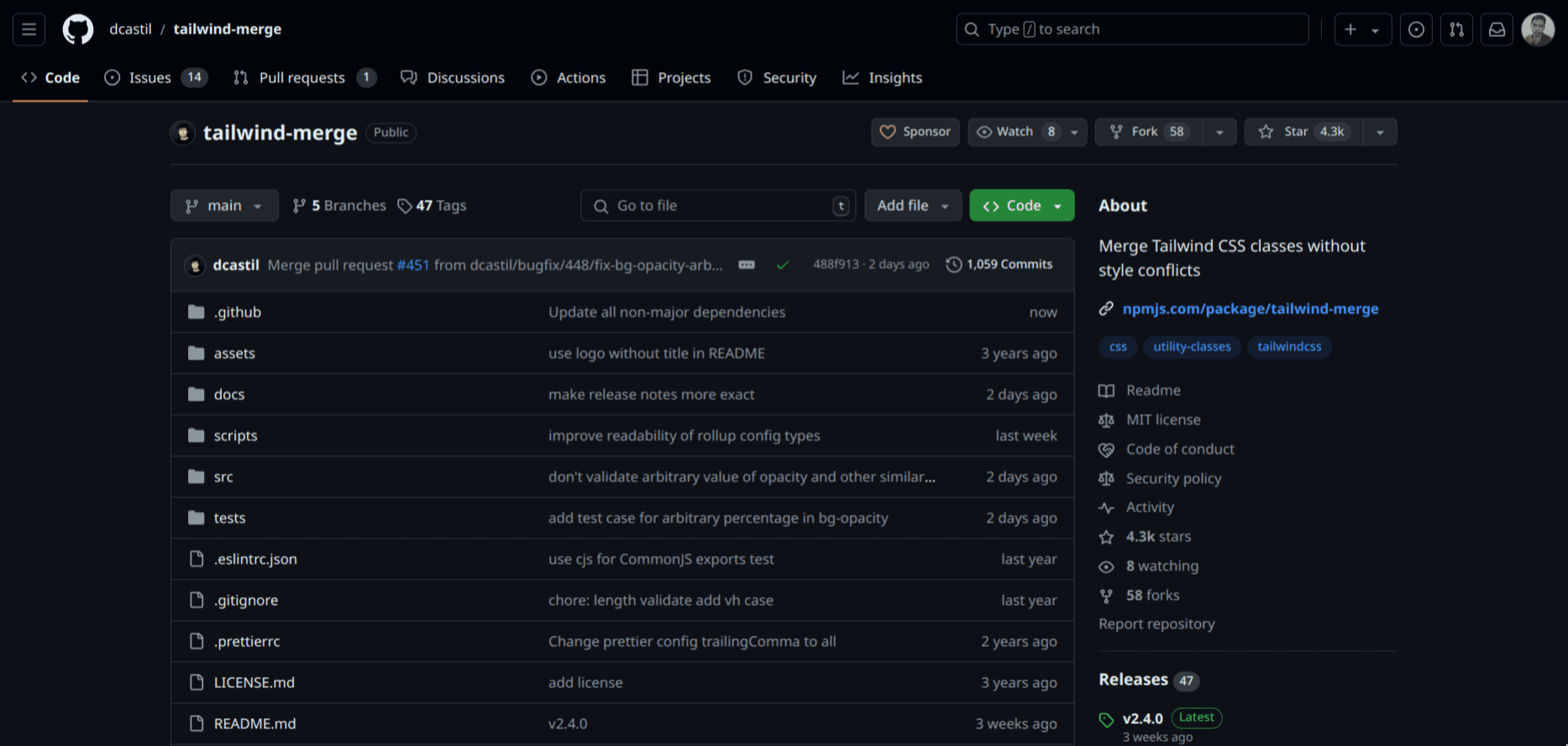 Github tailwind-merge
